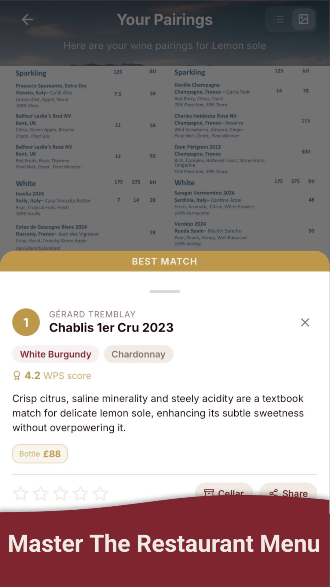 Master the restaurant menu — wine pairing from a wine list