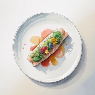Fish fillet with edible flowers
